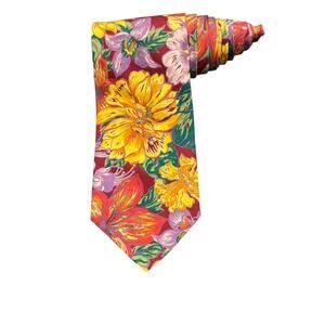 Tango By Max Raab Flowers Floral Vintage Cotton Necktie